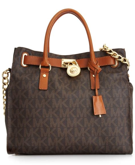 michael kors large signature hamilton|michael kors hamilton leather bag.